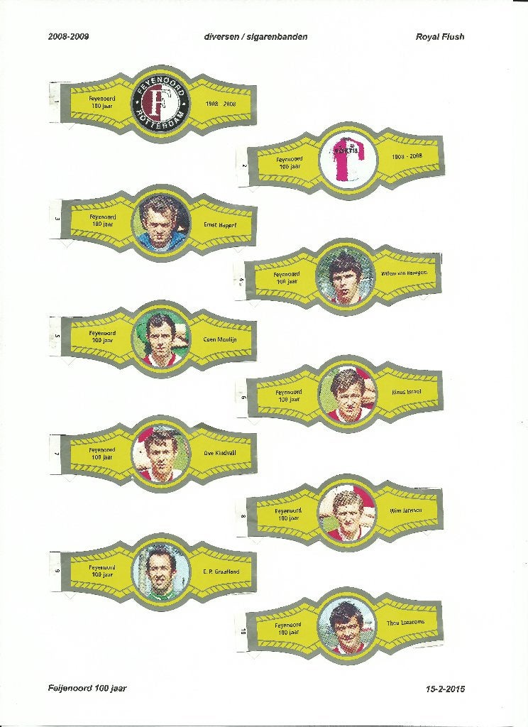 2008-2009 sigarenbandjes Royal Flush geel-zilver Feyenoord, Ophalen of Verzenden, Zo goed als nieuw, Feyenoord, Overige typen