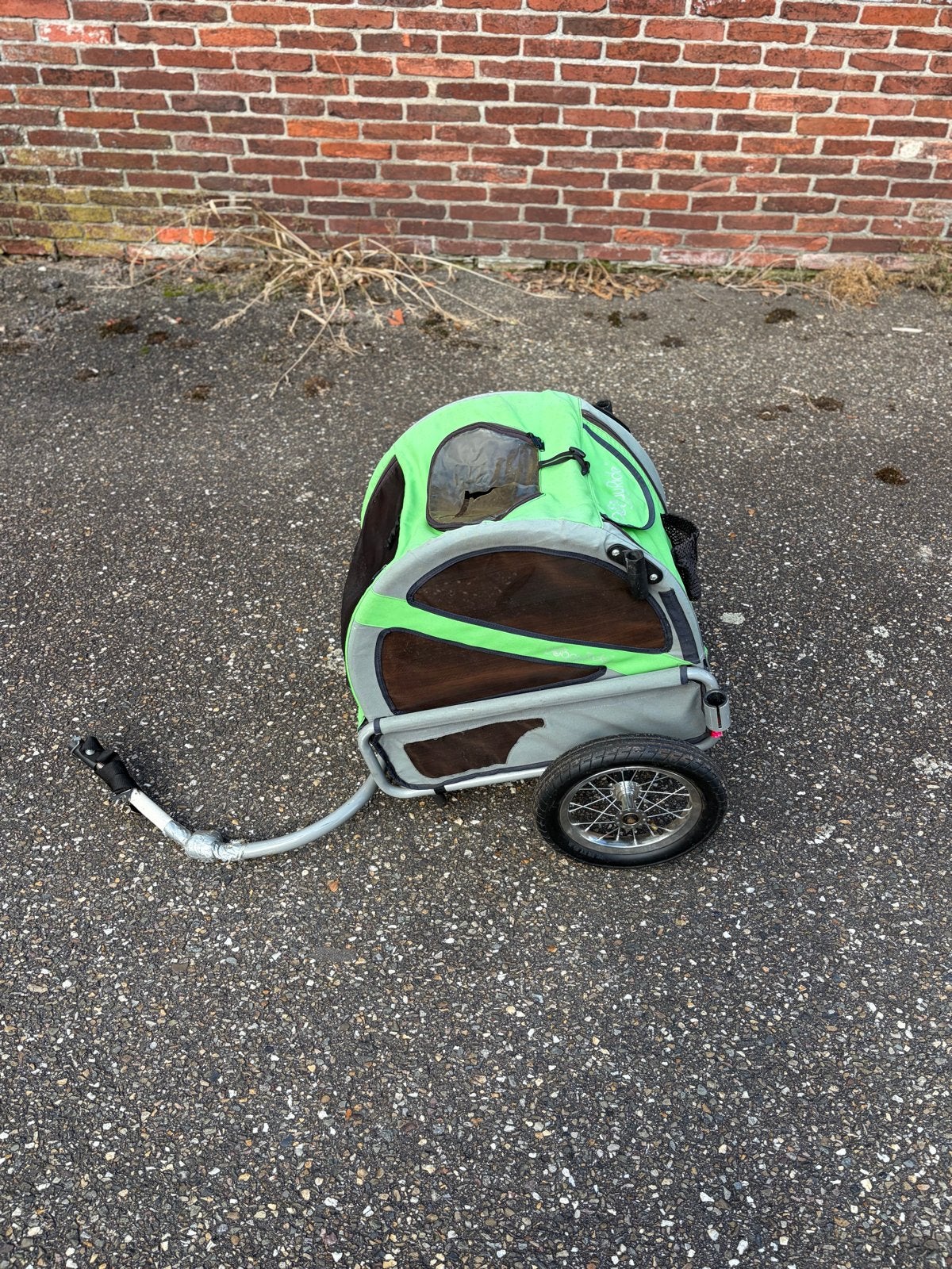 Hondenfietskar DoggyRide - Groen/Grijs, Gebruikt, Opvouwbaar, 20 tot 40 kg, Ophalen of Verzenden