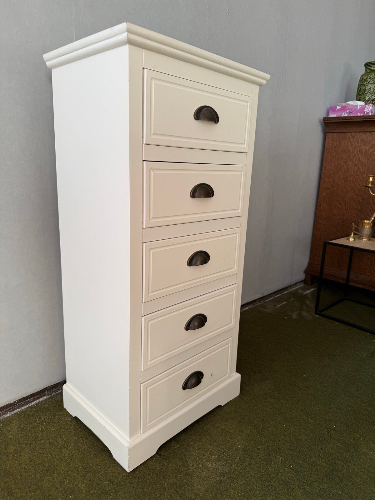 Witte ladekast met 5 laden - 93x45x32 cm, Huis en Inrichting, Kasten | Ladekasten, Ophalen, Minder dan 50 cm, Gebruikt, 5 laden of meer