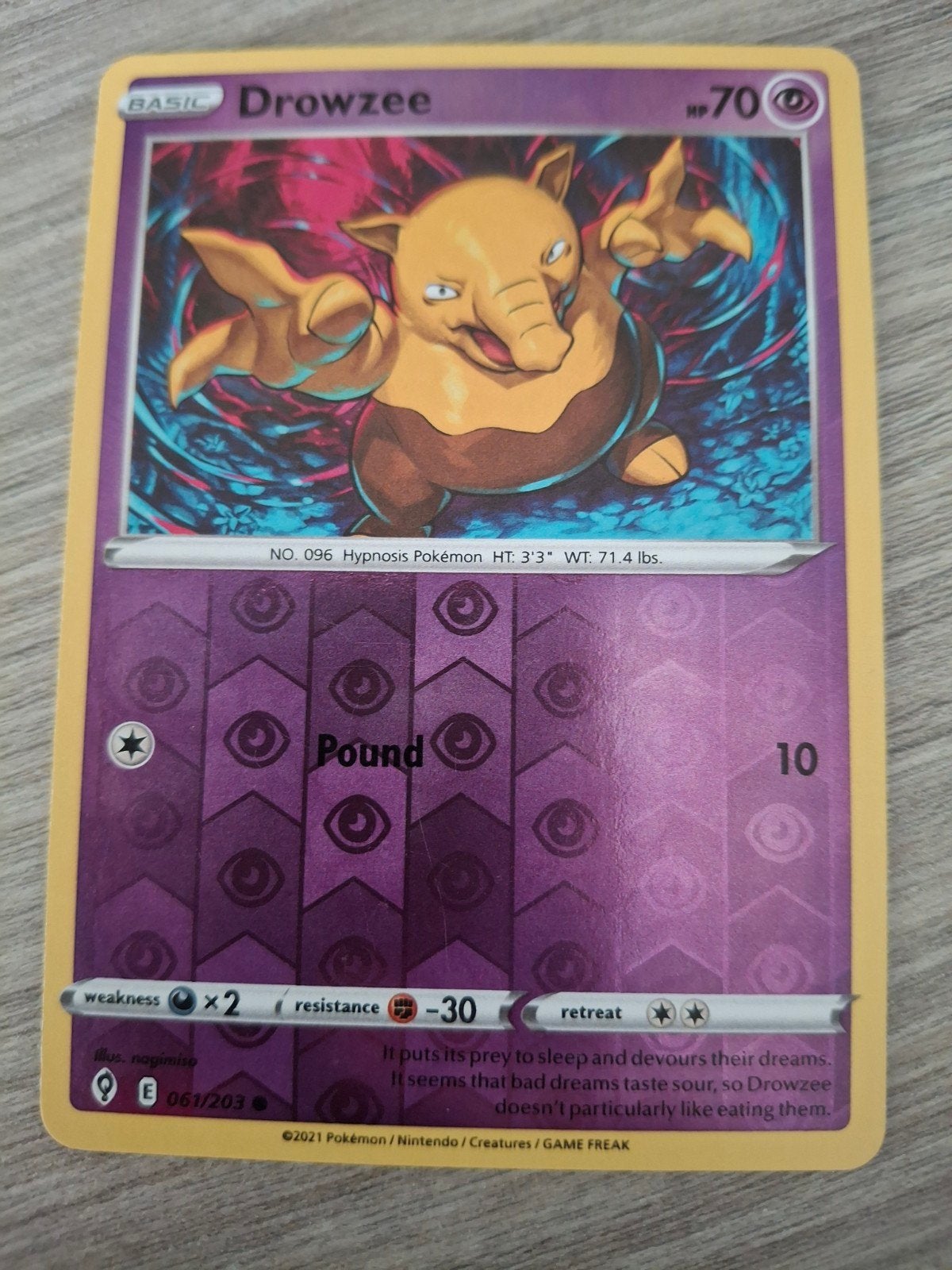 Pokémon Kaart Drowzee 061/203 - Zo goed als nieuw, Ophalen of Verzenden, Gebruikt, Losse kaart