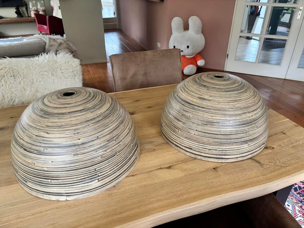 Bamboe lampenkap 2x in zeer goede staat, Ophalen, Overige kleuren, 25 tot 50 cm, Rond