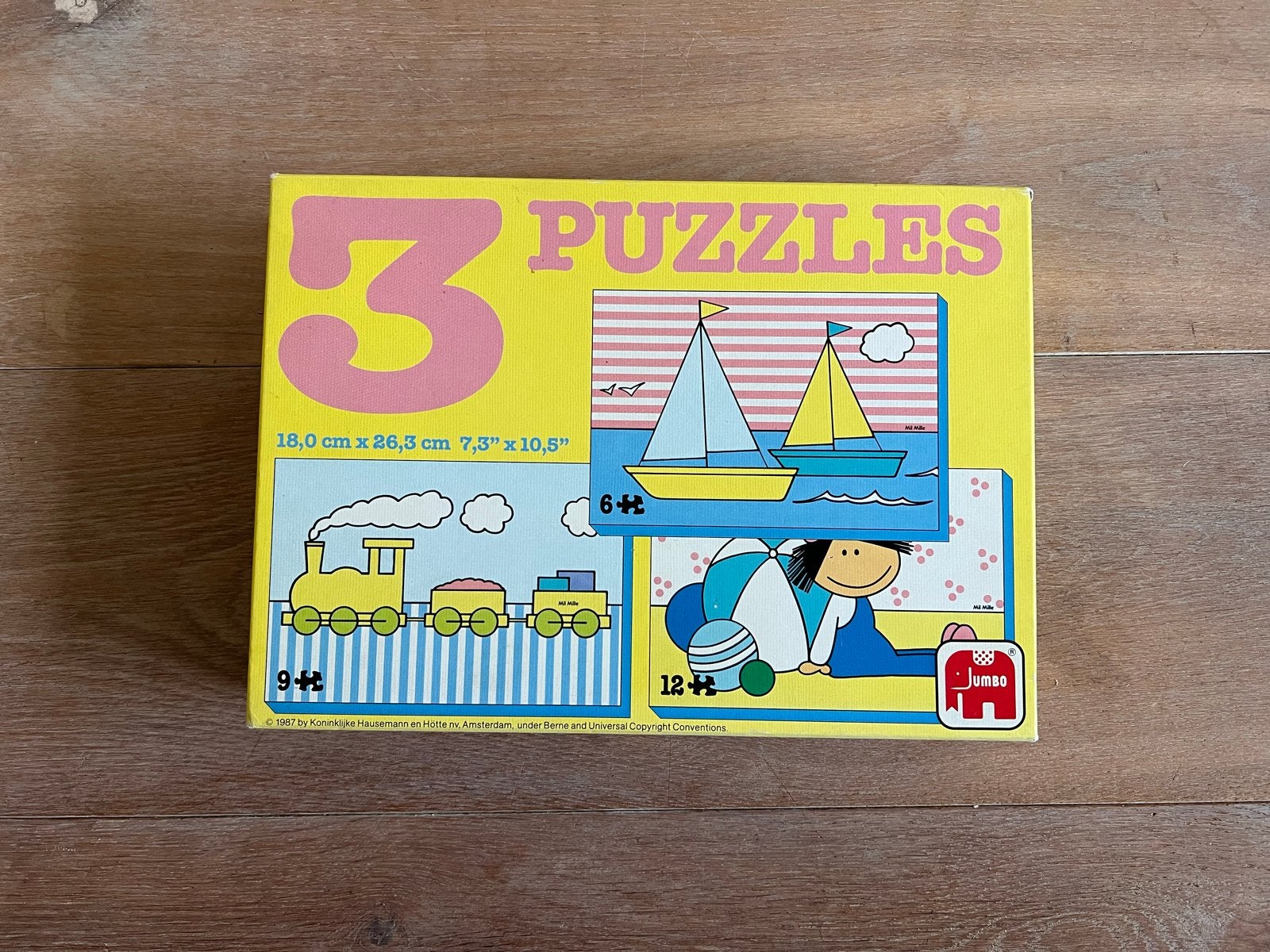 Jumbo 3 Puzzels: Boot, Trein, Meisje - Vintage 1987, Ophalen of Verzenden, 10 tot 50 stukjes, Gebruikt, 2 tot 4 jaar