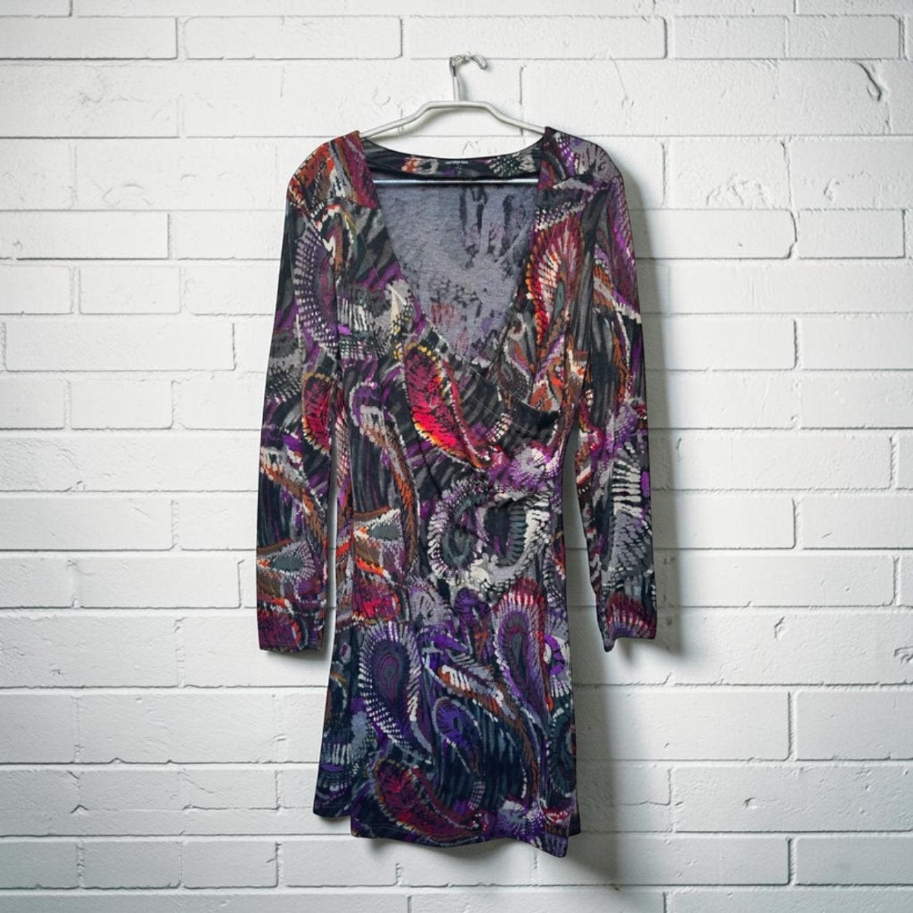 Caroline Biss Jurk Maat L Grijs Paars Rood Paisley Overslag, Cb, Verzenden, Maat 42/44 (L), Cb