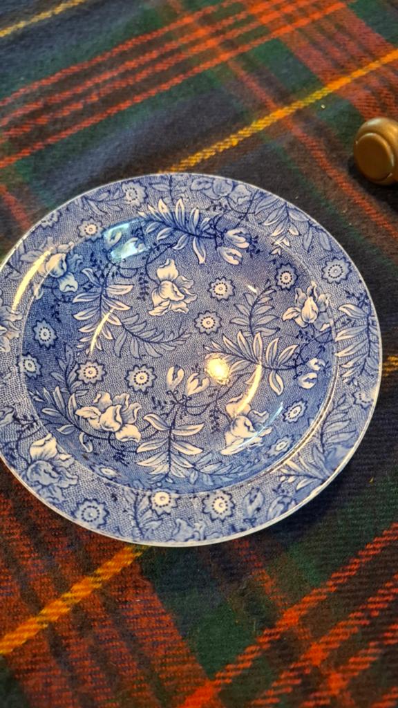 Engels brocant blauw tudor schaaltje 16 cm doorsnee, Ophalen of Verzenden