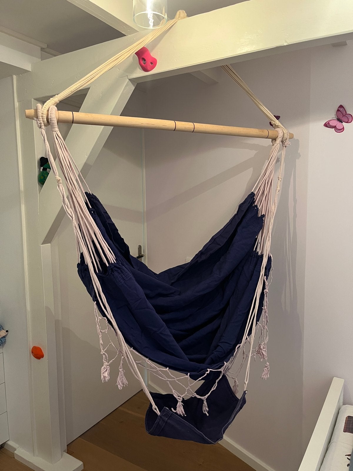 Heerlijke hangstoel - donker blauw, Tuin en Terras, Hangmatten, Ophalen, Gebruikt, Opvouwbaar, Eenpersoons