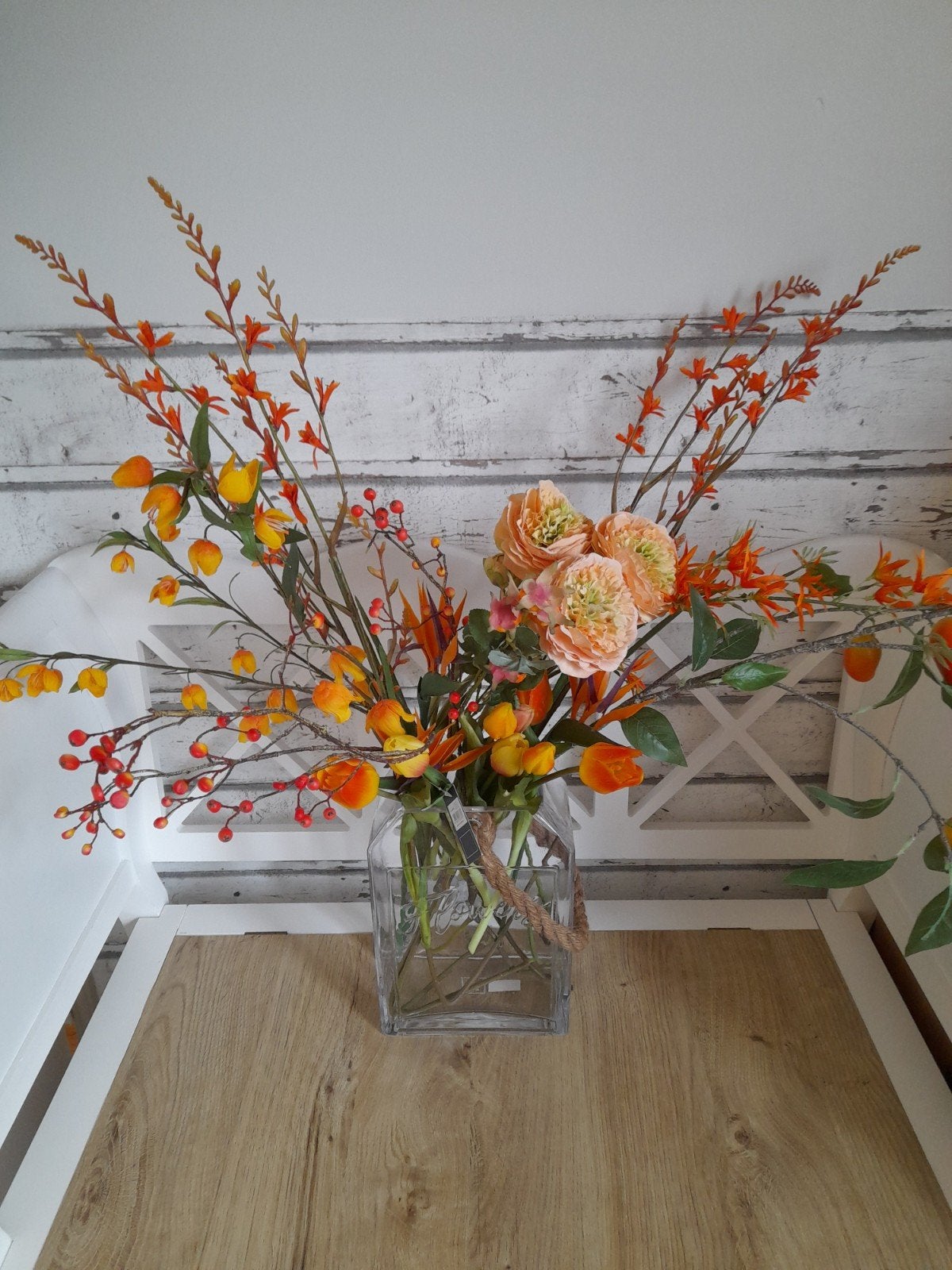 riviera maison flowers vaas incl. oranje boeket kunstbloemen, Verzenden, Oranje