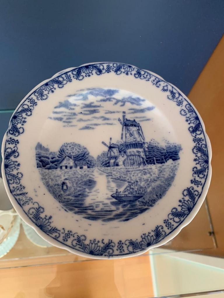Delfts Blauw Sierbord met Hollands Landschap, Antiek en Kunst, Antiek | Porselein, Ophalen