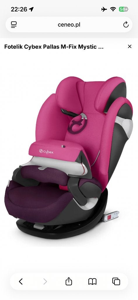 Cybex Pallas M-Fix Mystic Pink 9-36Kg, Kinderen en Baby's, 15 t/m 36 kg, Zo goed als nieuw, Isofix, Ophalen