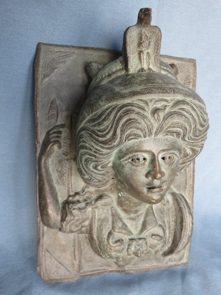 Romeinse godin in koperplaat – ca. 1800 - bodemvondst, Ophalen of Verzenden, Koper