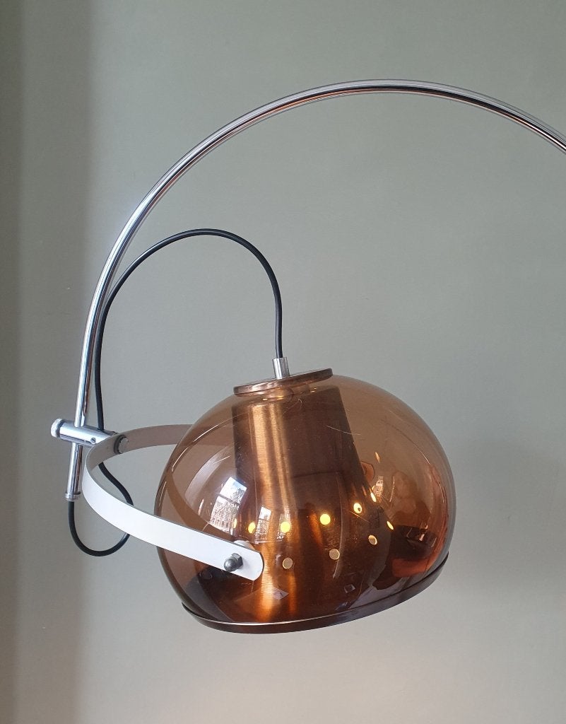 Vintage Dijkstra verstelbare booglamp, Space Age wandlamp, Ophalen, Bruin, E27 (groot), Overige merken