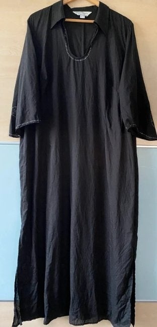 Marina Rinaldi linnen jurk zwart  zilver 48, Galajurk, Zwart, Maat 46/48 (XL) of groter, Nieuw