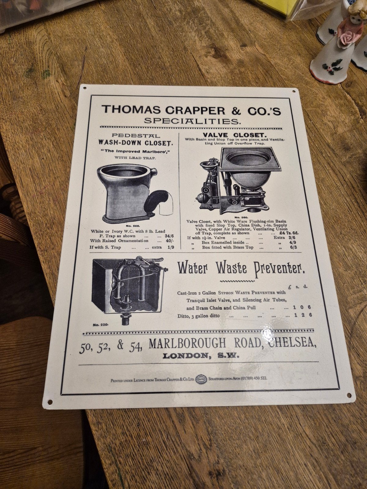 Vintage Thomas Crapper & Co.Reclamebord, Antiek en Kunst, Ophalen of Verzenden