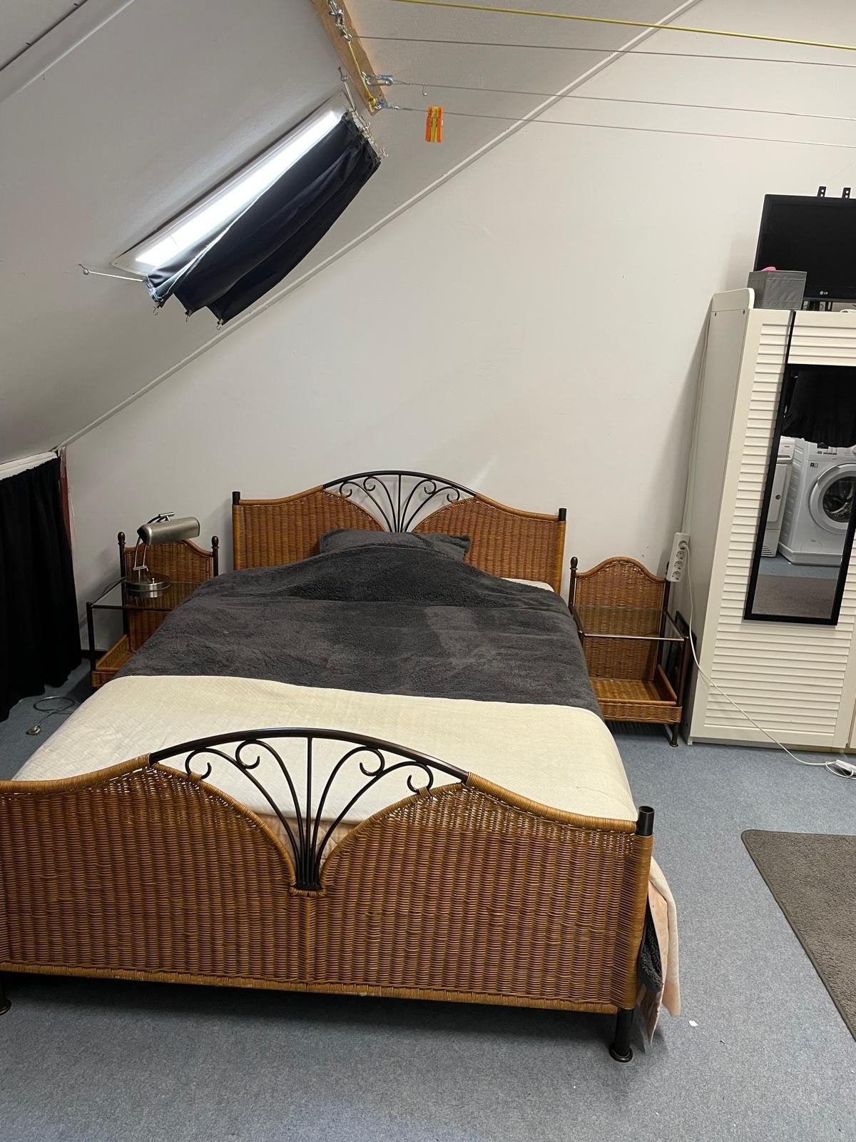 hemelbed met 2 nachtkastjes, Huis en Inrichting, Slaapkamer | Complete slaapkamers, Ophalen, Gebruikt, Tweepersoons, Landelijk