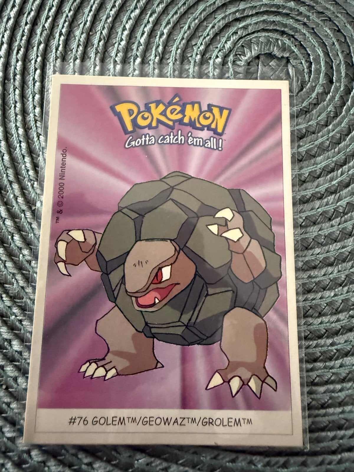 Dunkin Boomer Pokémon Sticker #76 Golem, Ophalen of Verzenden, Gebruikt, Losse kaart