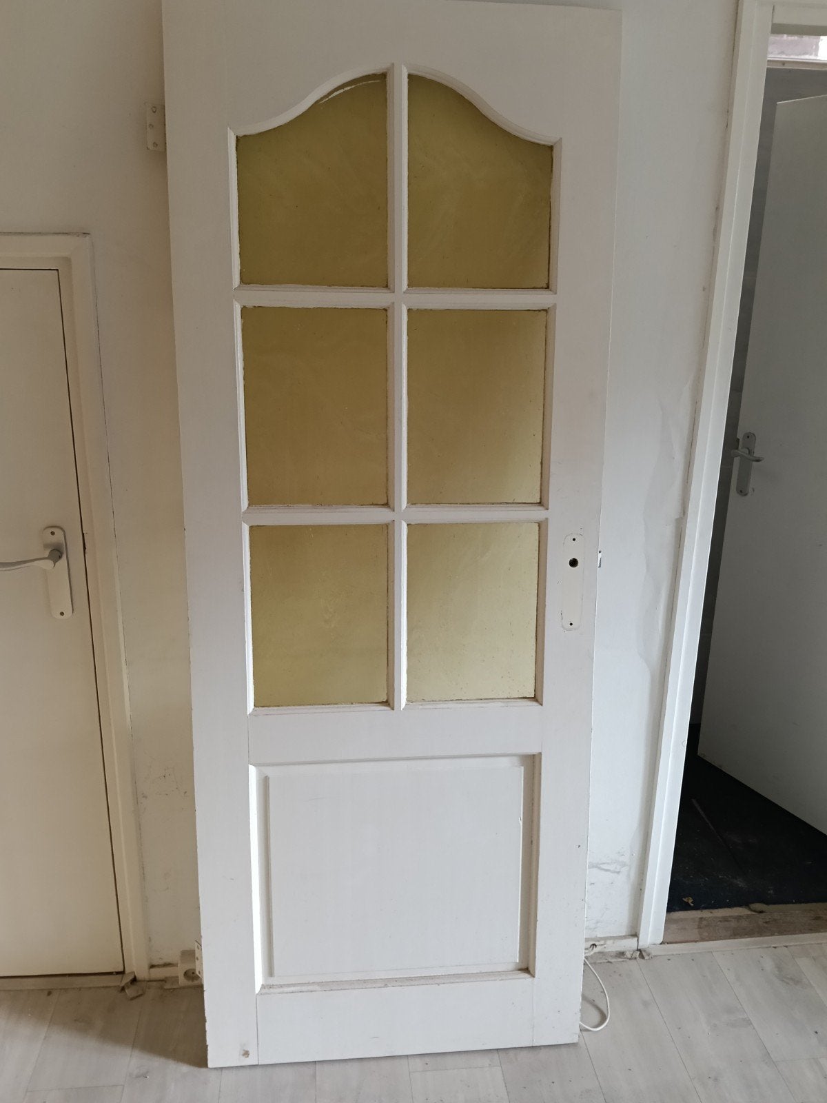 Witte binnendeur met glaspanelen, Ophalen, Gebruikt, Minder dan 80 cm, Binnendeur