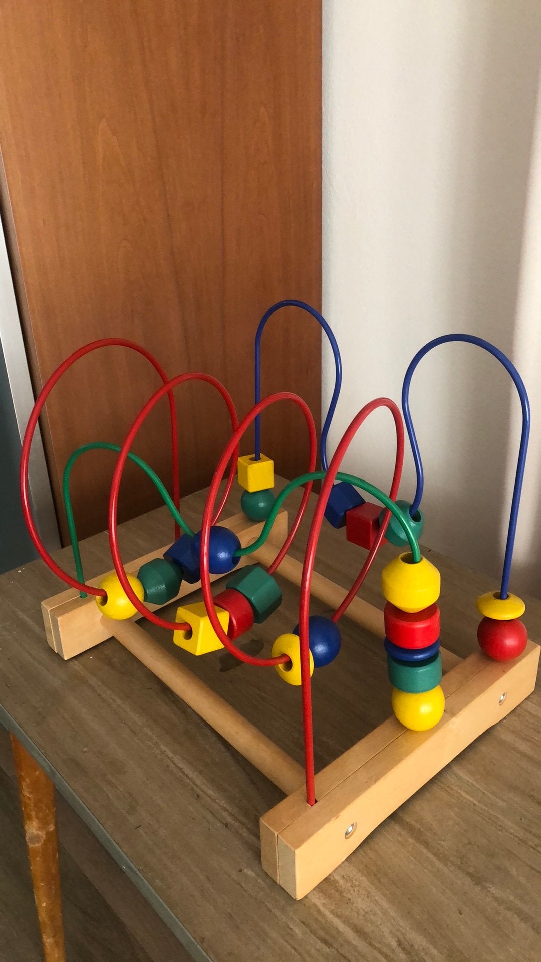 Kralenspiraal/boog van hout, 4 kleurig, Kinderen en Baby's, Speelgoed | Houten speelgoed, Ophalen, Zo goed als nieuw, Overige typen