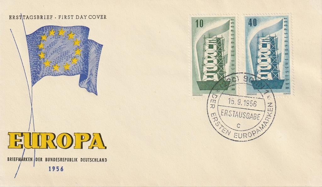 1956 FDC Duitsland Europa Steiger, Postzegels en Munten, Postzegels | Eerstedagenveloppen, Ophalen of Verzenden, Onbeschreven