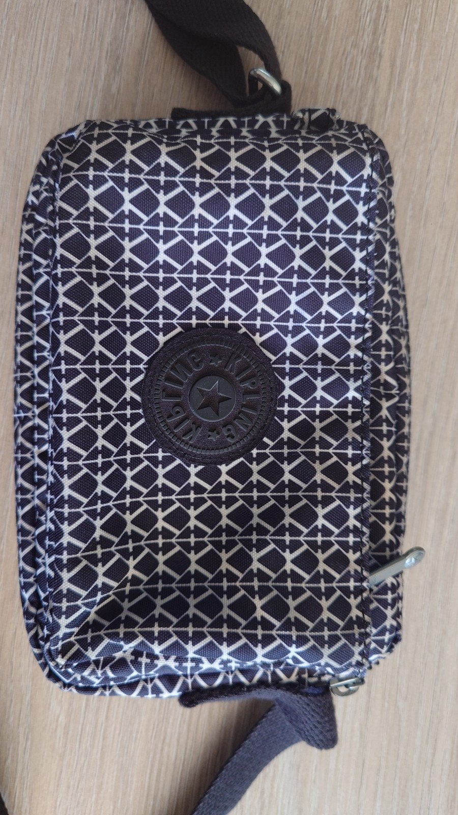 Kipling abanu mini small signature print schouder crossbody, Ophalen of Verzenden, Gebruikt, Blauw, Schoudertasje