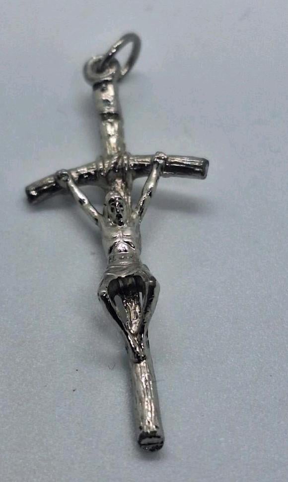 Zilveren Kruisbeeld Hanger - 5.5 cm, Antiek en Kunst, Antiek | Religie, Ophalen of Verzenden