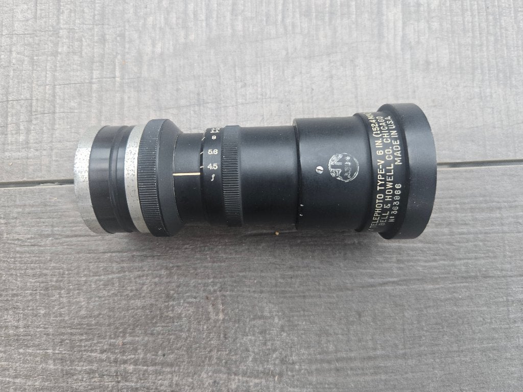 Bell & Howell Eyemo lens - Type-V 6" f/4.5, Verzamelen, Ophalen of Verzenden, 1940 tot 1960, Lens of Lenzen