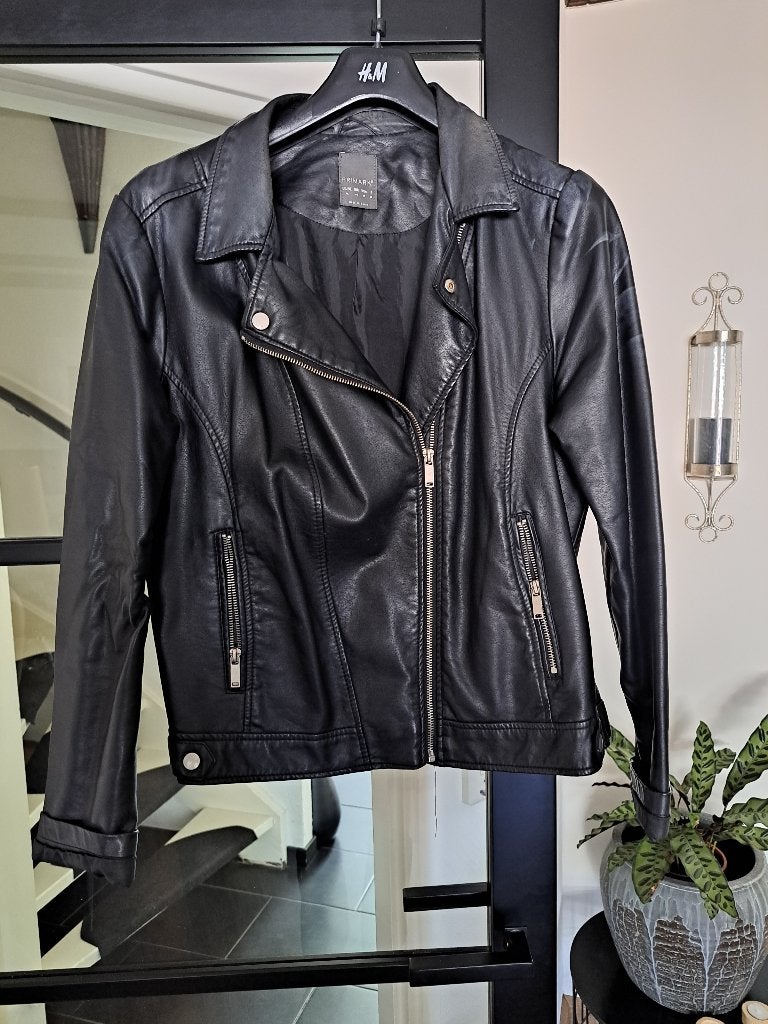 Leren jas dames, Ophalen of Verzenden, Zo goed als nieuw, Maat 42/44 (L), Zwart