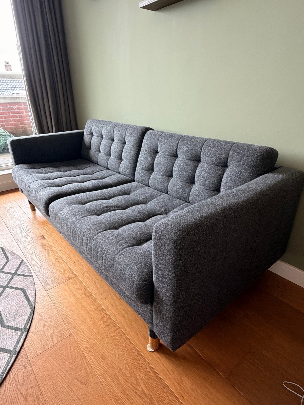 IKEA LANDSKRONA 3-zitsbank donkergrijs, Ophalen, Driepersoons, 75 tot 100 cm, Zo goed als nieuw