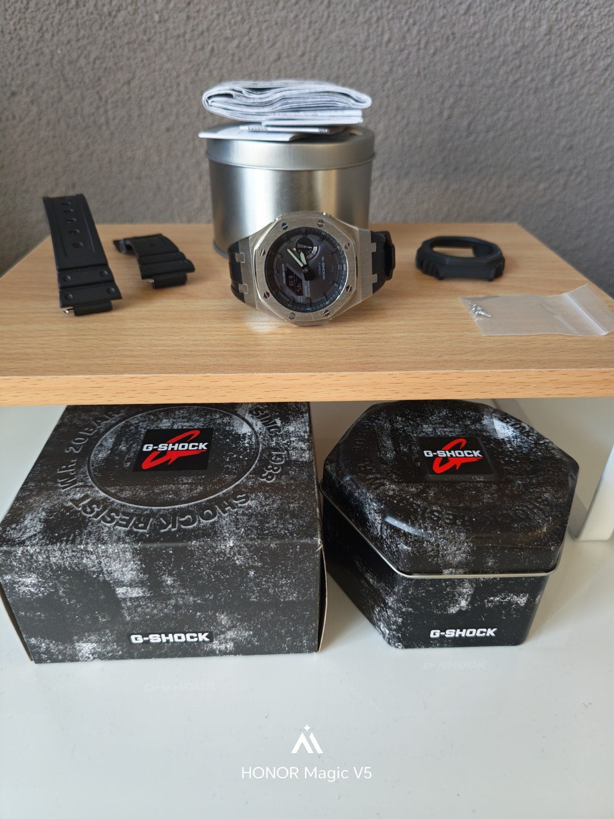 Casio G-Shock GA-B2100 met metalen upgrade kit, Ophalen of Verzenden, Kunststof, Casio