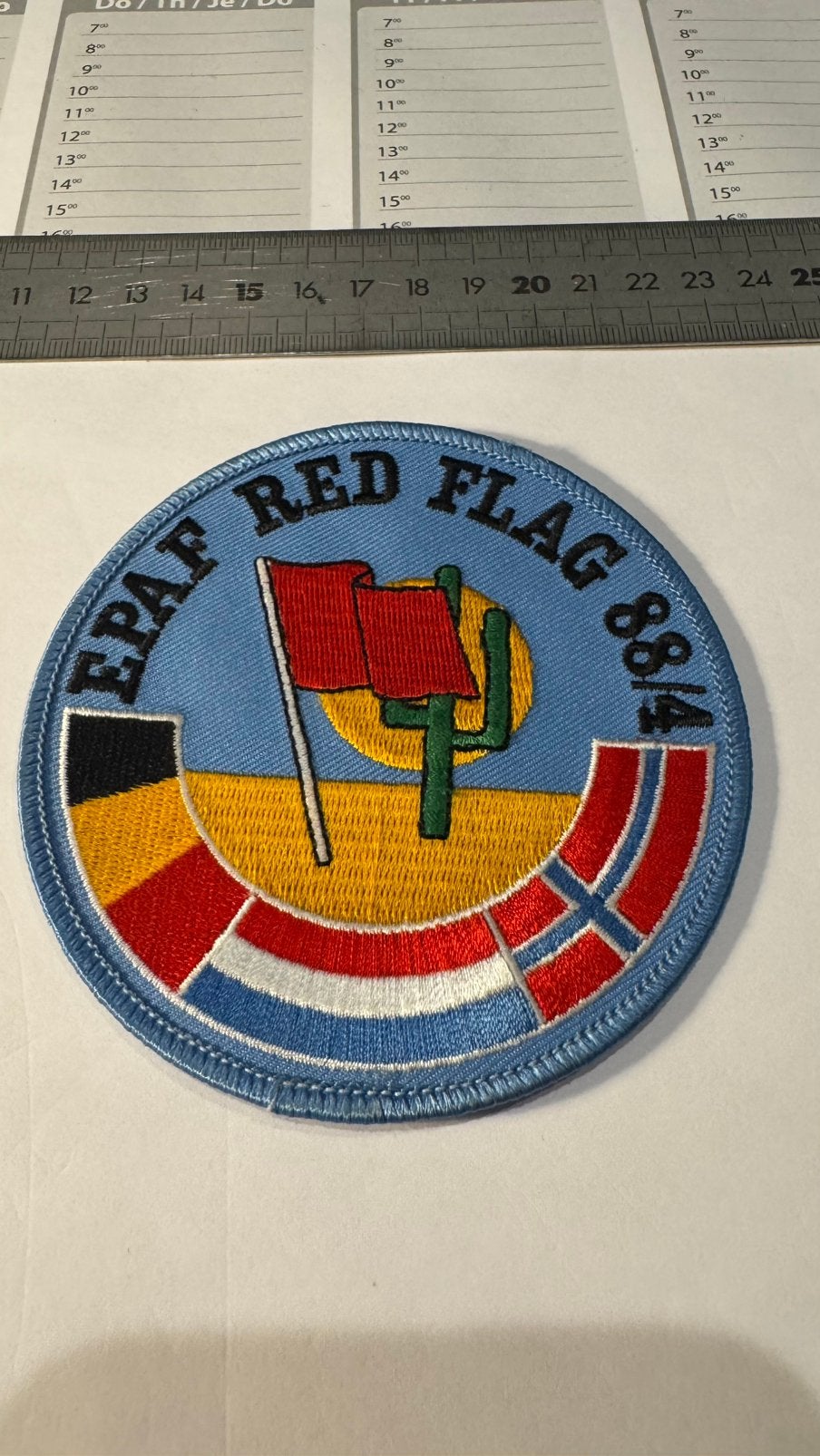 Patch luchtmacht red flag 1988 klu, Ophalen of Verzenden, Zo goed als nieuw, Patch, Badge of Embleem