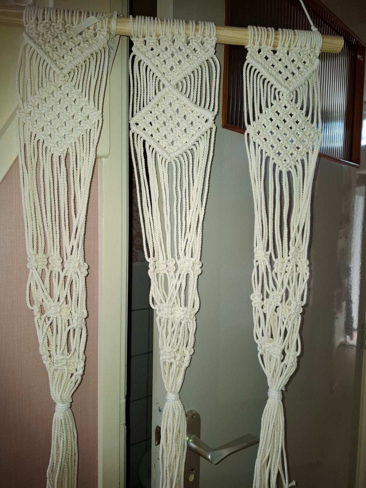 Macrame plantenhanger - Handgemaakt en stijlvol, Ophalen, Boho, Nieuw, Wit