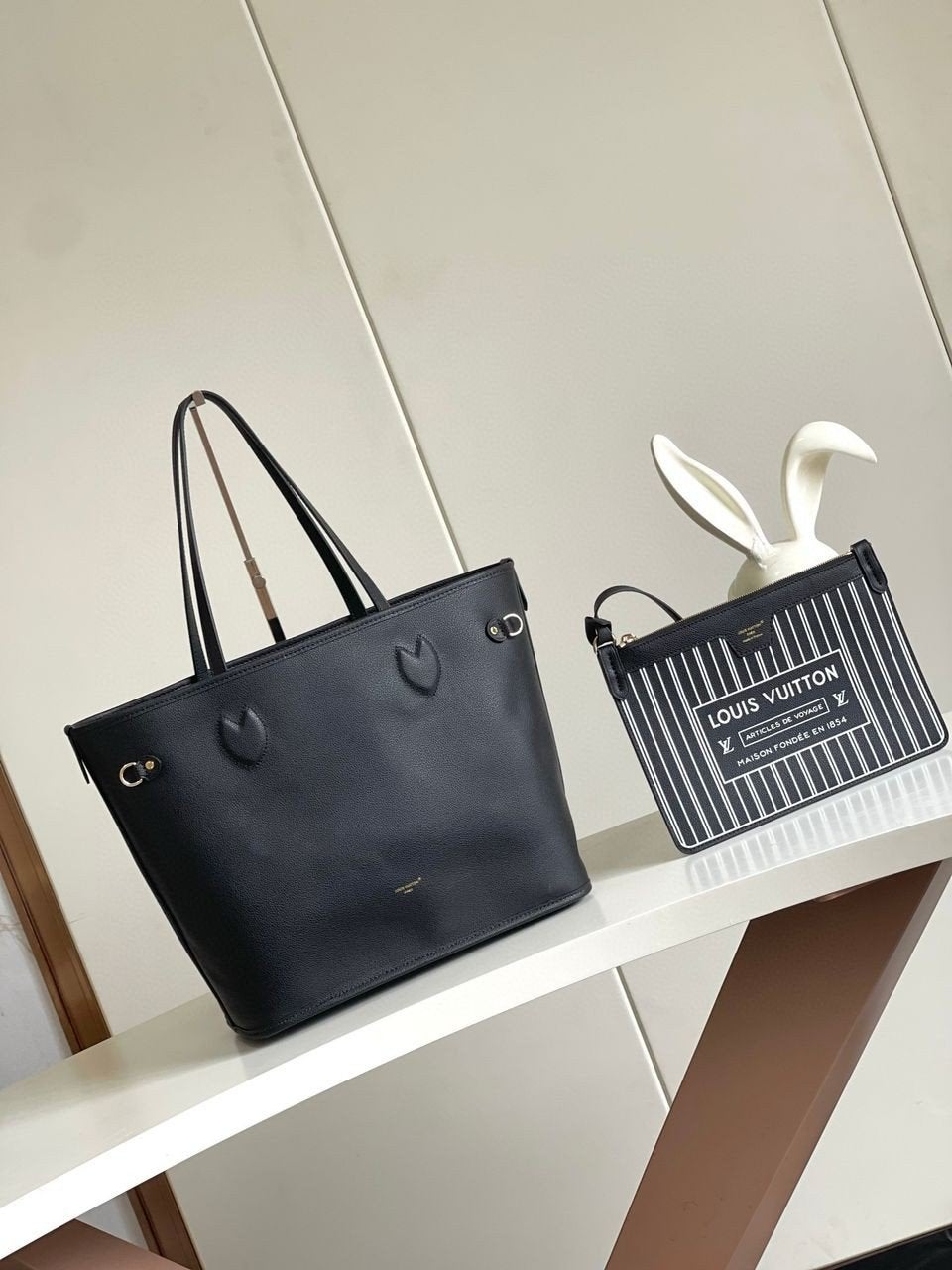 Neverfull Inside Out MM reversible tas bag echt leer M12061, Ophalen of Verzenden, Nieuw, Zwart, Handtas