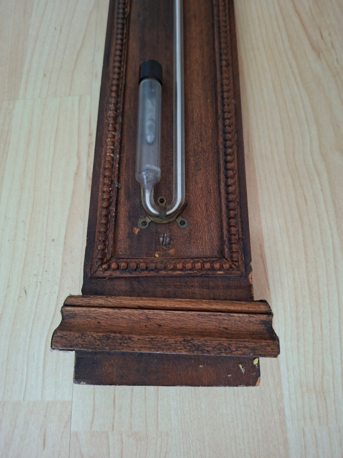 Antieke Thermometer en Barometer op Houten Paneel, Ophalen, Gebruikt, Overige merken, Hout