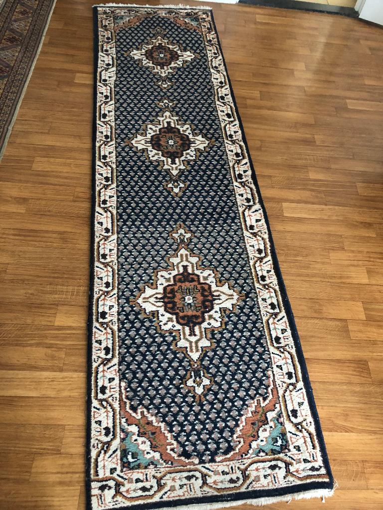 Perzisch tapijt met traditioneel MIR ontwerp, Ophalen, Blauw, 200 cm of meer, 50 tot 100 cm