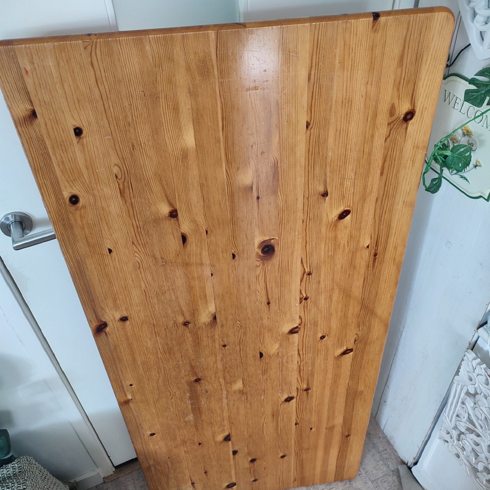 Massief houten grenen plank 65 x 140 cm bureau of tafel blad, Ophalen, Gebruikt