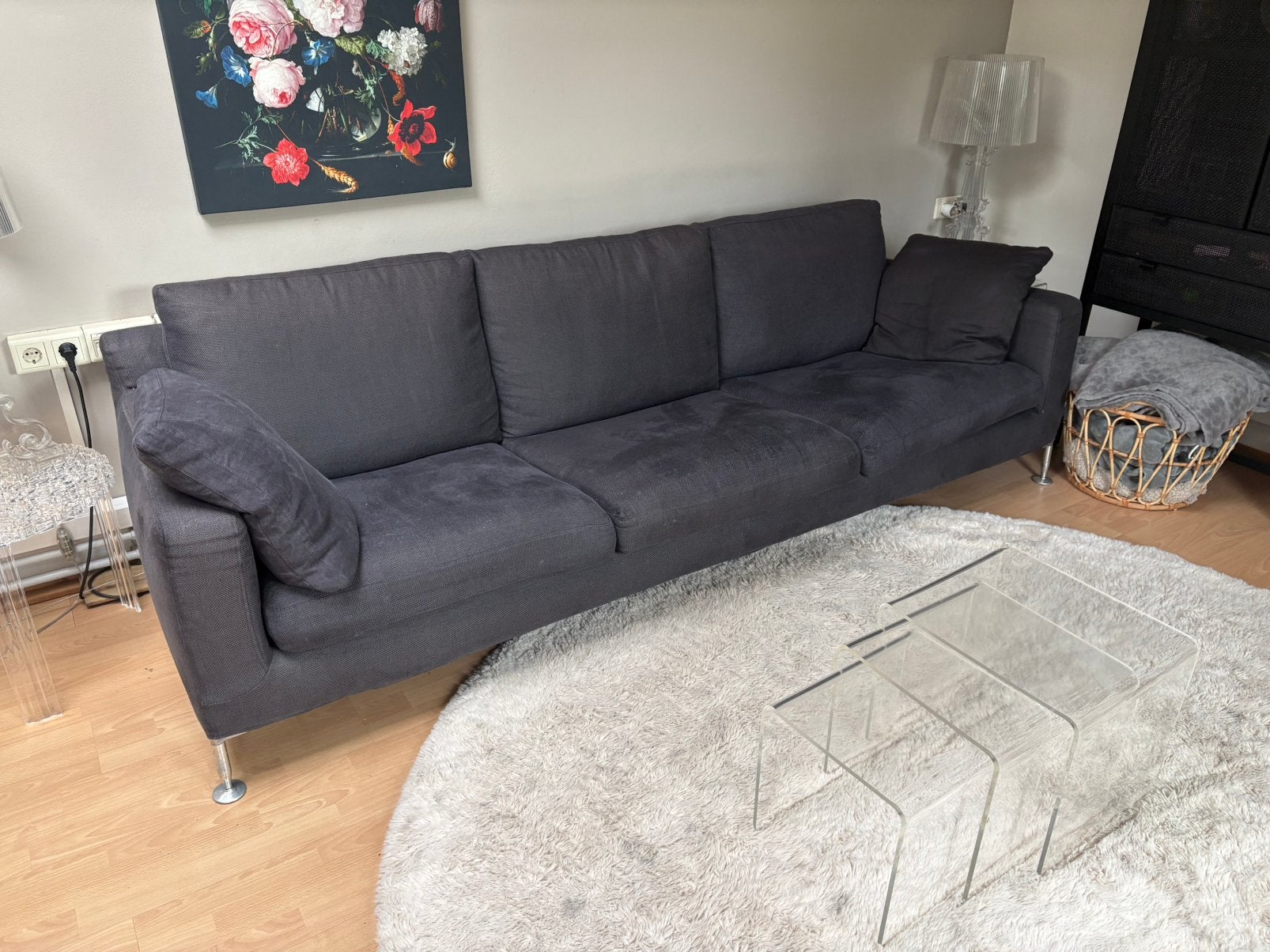 Mooie antraciet grijze B&B Italia bank model Harry, Ophalen, Zo goed als nieuw, Stof