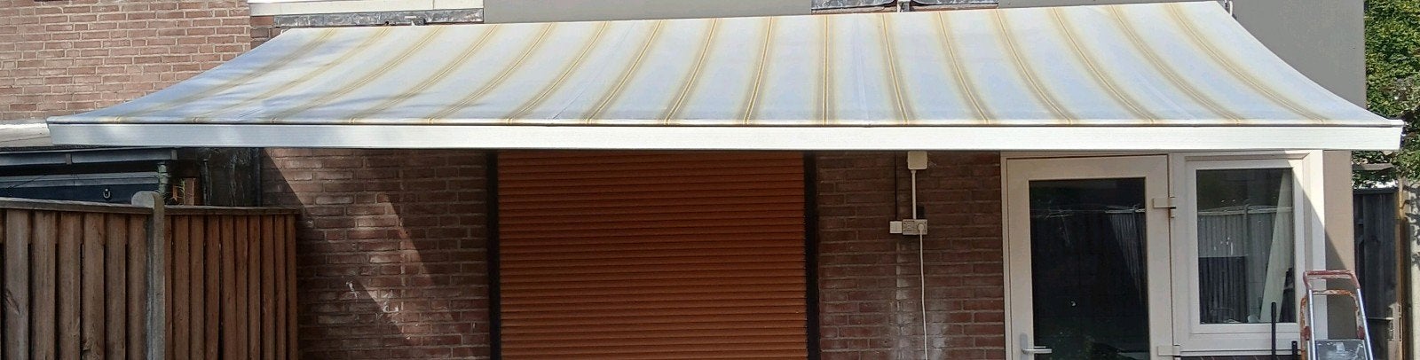 Elektrisch zonnescherm (5m x 3.5m) - Al gedemonteerd!, Tuin en Terras, Zonneschermen, Gebruikt, Elektrisch, Ophalen of Verzenden