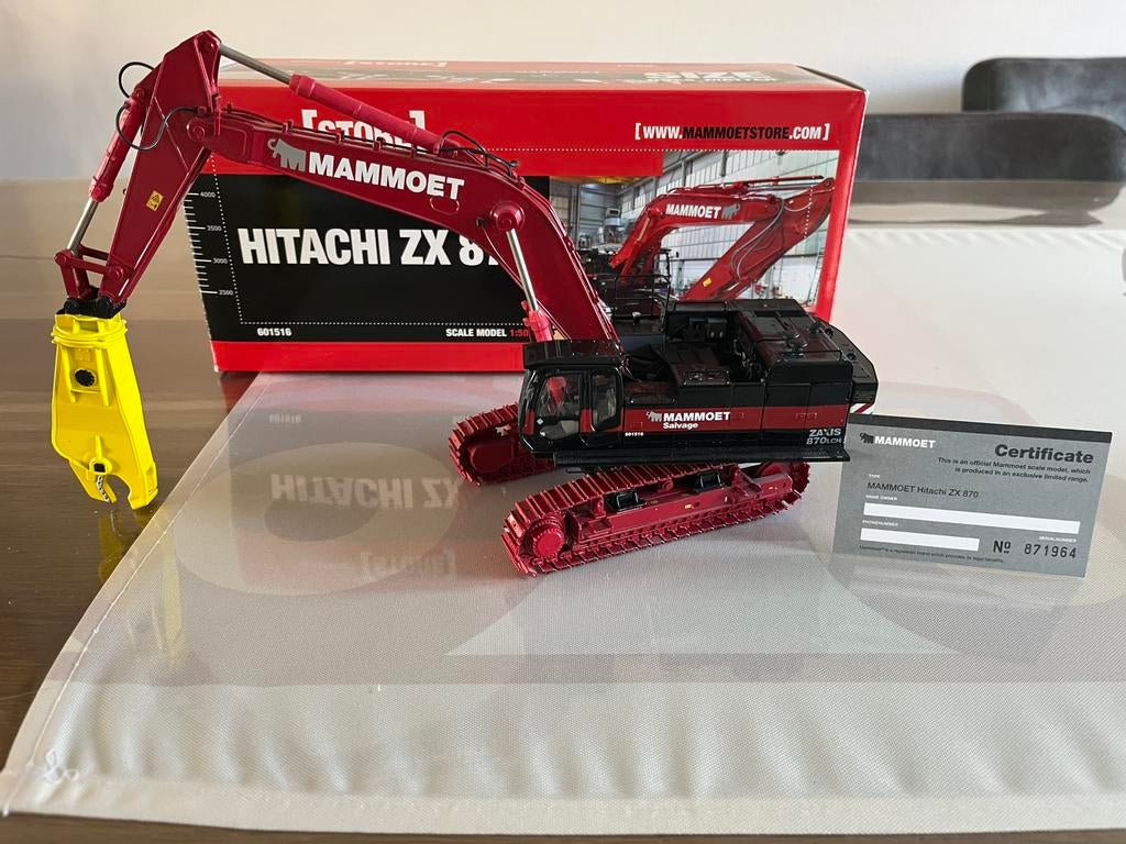 Hitachi ZX 870 rupskraan Mammoet kleur WSI, Hobby en Vrije tijd, Modelauto's | 1:50, Ophalen of Verzenden, Zo goed als nieuw, Hijskraan, Tractor of Landbouw