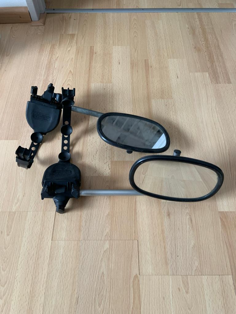 Caravan spiegels,zwart, extra brede afstelling mogelijk, Caravans en Kamperen, Ophalen of Verzenden, Gebruikt