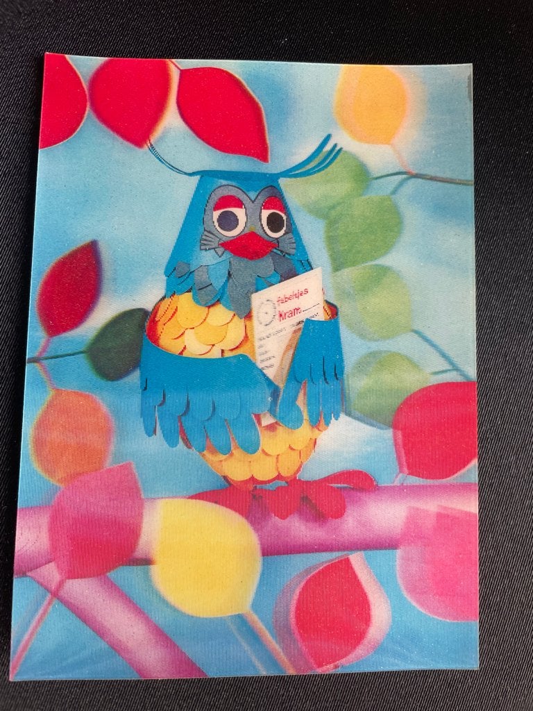 3D dieptekaart / ansichtkaart, Fabeltjeskrant, meneer de Uil, Verzenden, 1960 tot 1980, Sterren en Beroemdheden
