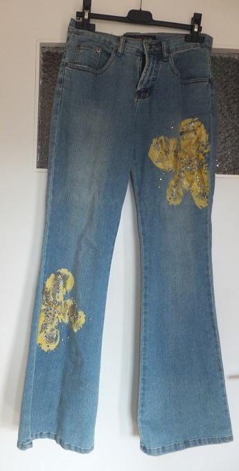 Apart! Mooie 5 pocket flower bloemen jeans 36 S, nu 12,00., Beauty Angel, W28 - W29 (confectie 36), Gedragen, Verzenden