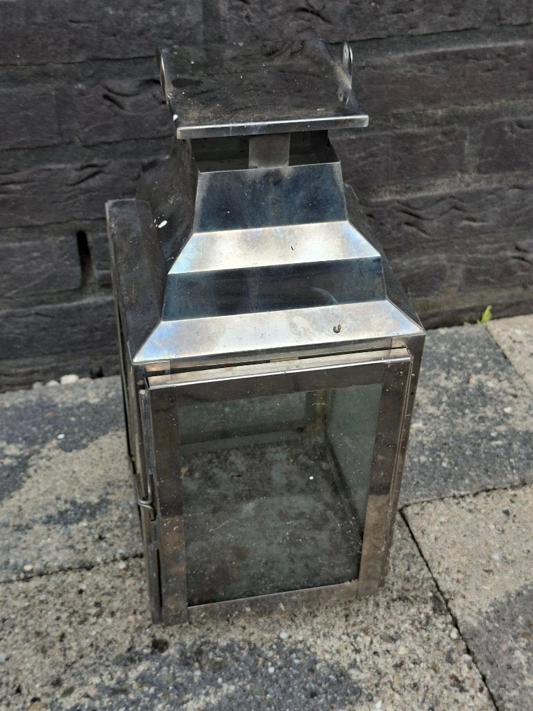 lantaarn glas/ijzer om kaars in te doen; kan hangen, Tuin en Terras, Gebruikt, Minder dan 50 watt, Overige typen, Batterij
