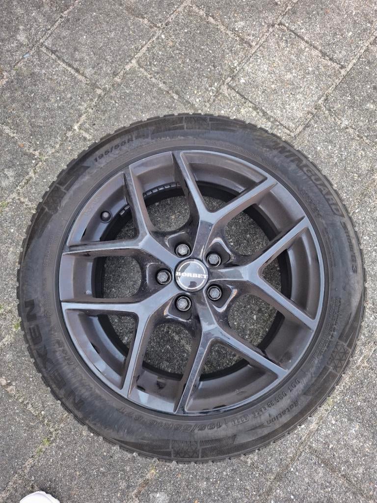 Mooie Borbet velgen met goede winterbanden 16 inch., Gebruikt, 16 inch, Banden en Velgen, Personenwagen
