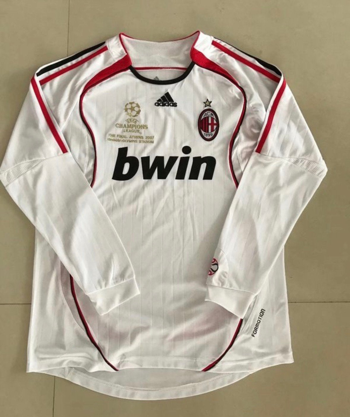 Retro Ac milan long sleeve (Maat en bedrukking naar keuze), Sport en Fitness, Voetbal, Maat XL, Ophalen, Zo goed als nieuw, Shirt