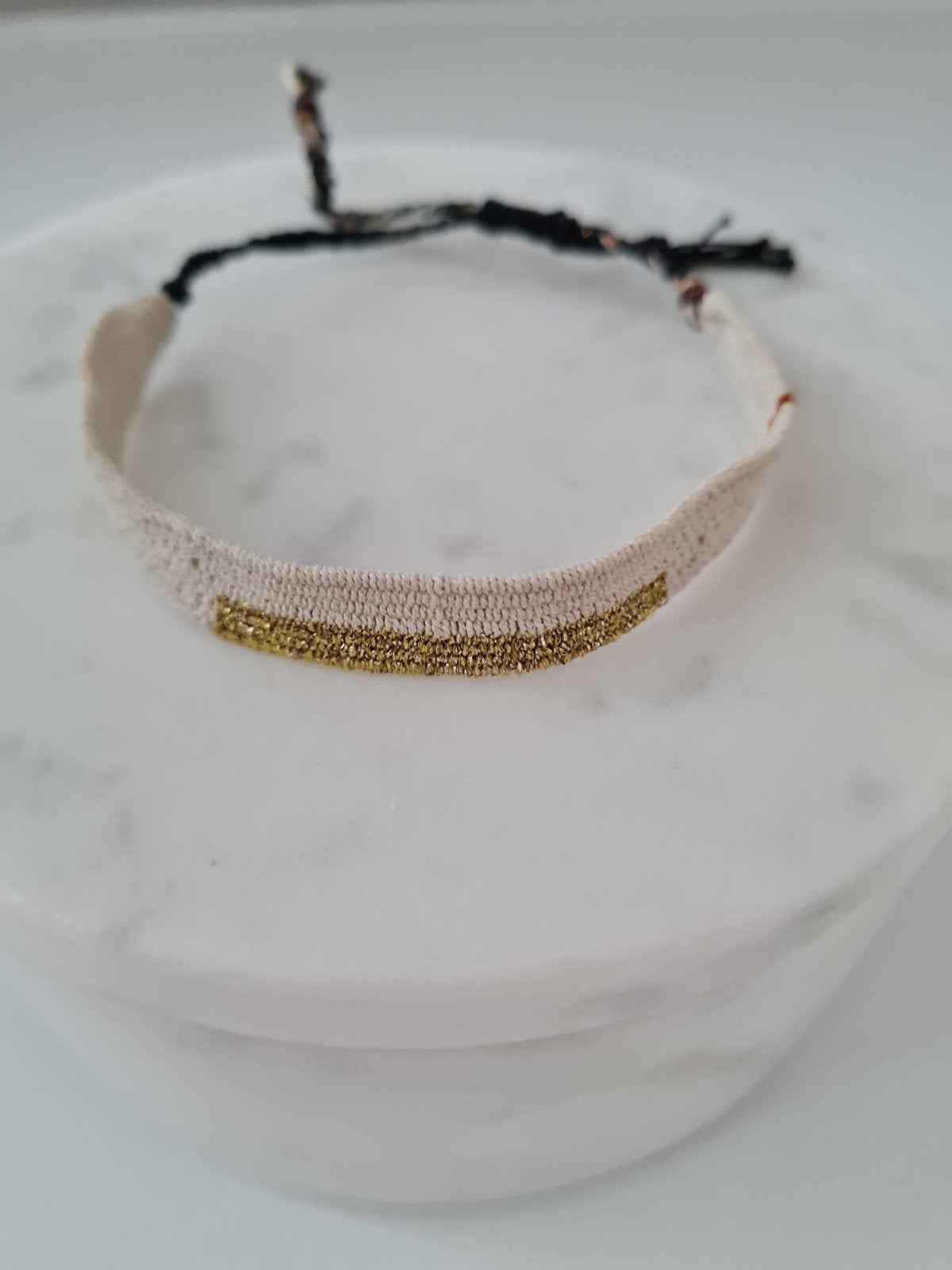 Myriam Balaÿ Loom Armband Offwhite met Goud Accent, Ophalen of Verzenden, Zo goed als nieuw, Wit, Overige materialen