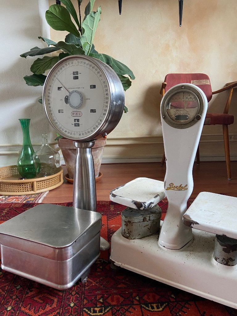 2x vintage Berkel weegschaal - piccolo cyclope retro, Ophalen, Metaal, Wit, Overige merken