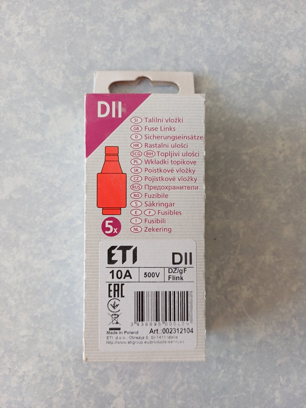 ETI DII Zekering 10A 500V - 4 stuks, Ophalen of Verzenden, Nieuw, Overige typen