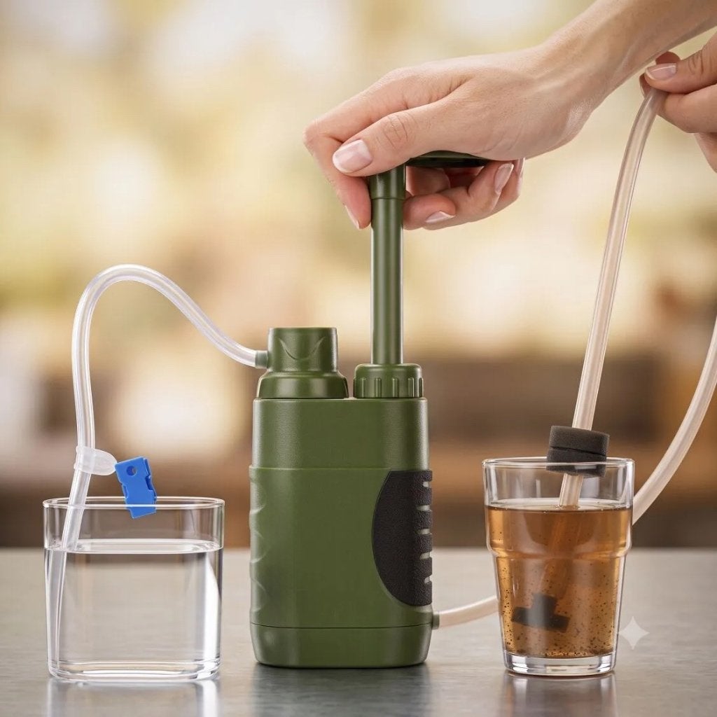 Draagbaar waterfiltersysteem met handpomp, Pump Water Filter, Caravans en Kamperen, Kampeeraccessoires, Ophalen of Verzenden, Nieuw