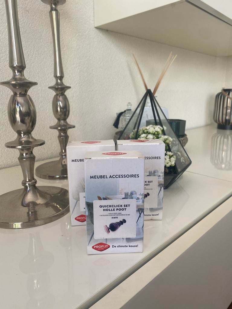 Quickclick set holle poot 13mm + vilt 20mm - 3 sets, Zwart, Nieuw, Kunststof, Ophalen of Verzenden