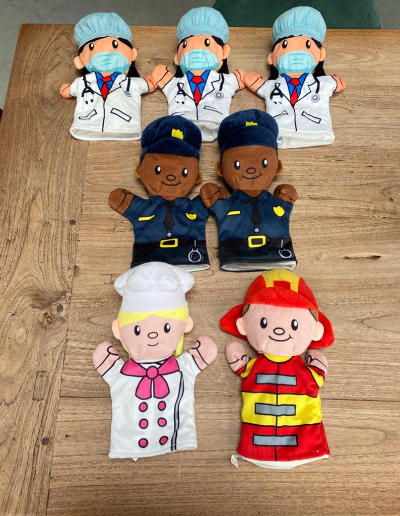 AH handpop/poppenkastpop beroepen/politiebrandweer/kok/arts, Ophalen of Verzenden, Zo goed als nieuw, Overige typen