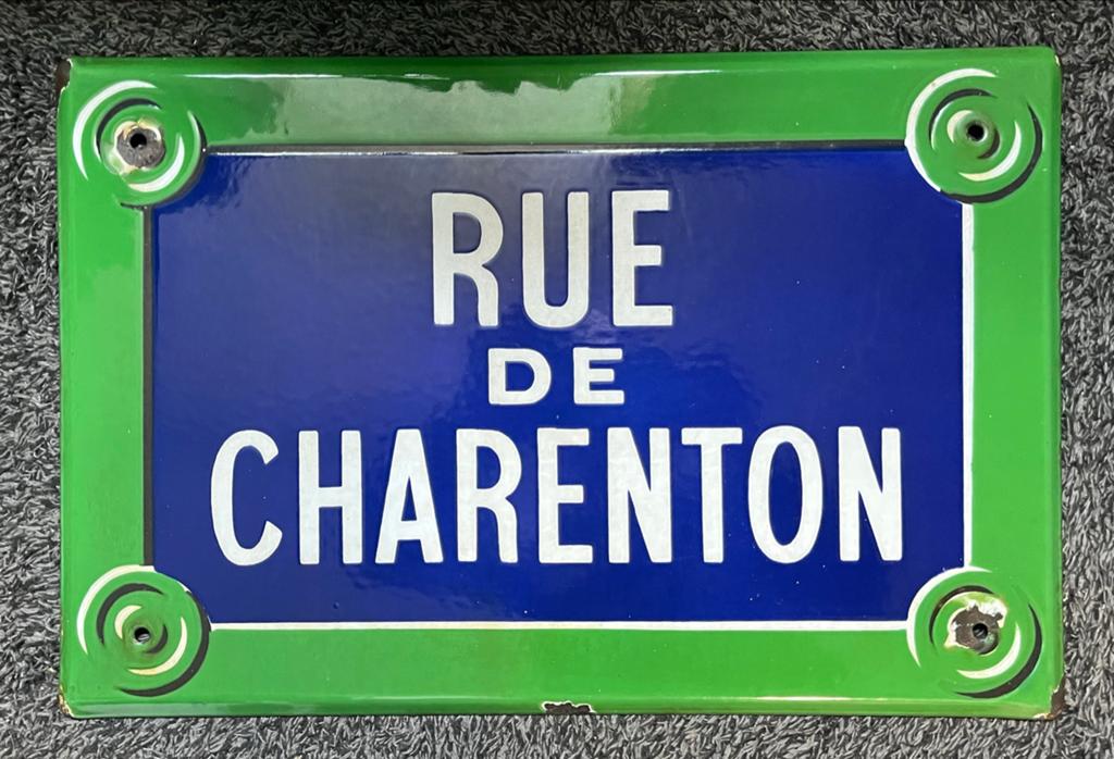Vintage Emaille Frans Straatnaambord - Rue De Charenton, Ophalen of Verzenden, Gebruikt, Overige typen