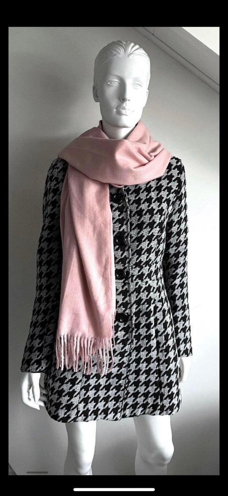 zwart met grijze pied de poule jas mt S / M, Maat 38/40 (M), ?, Gedragen, Meerkleurig